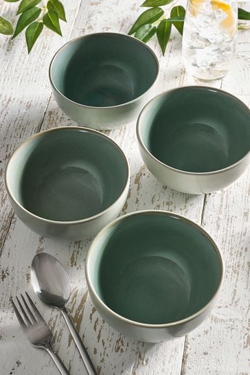 Sage Green Logan Reactive Glaze Set of 4 Bowls