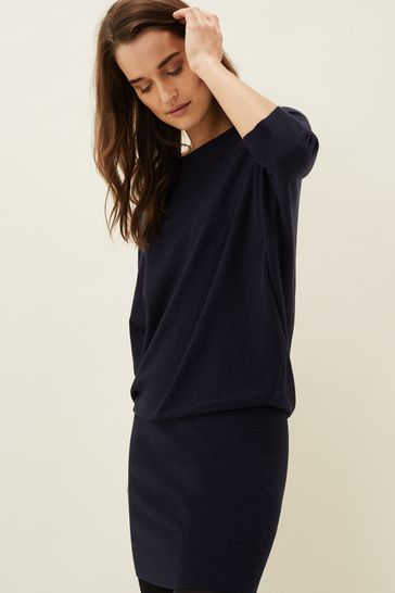 Phase Eight Blue Becca Batwing Knitted Dress