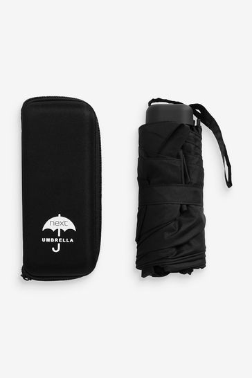 Black Compact Umbrella With Travel Case