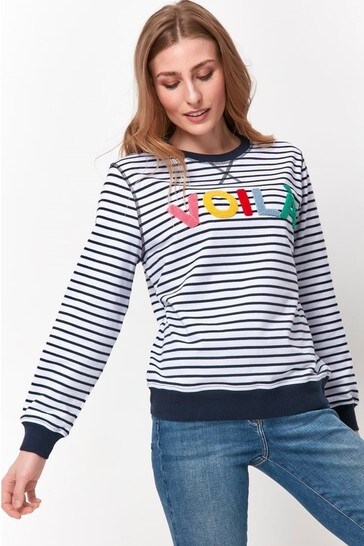M&Co Blue Voila Stripe Sweatshirt