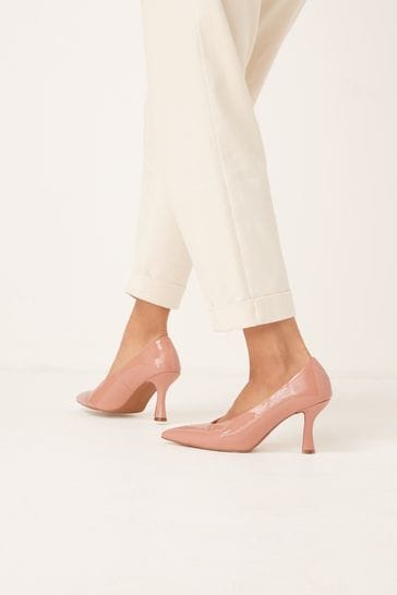 Pink low shop heel court shoes