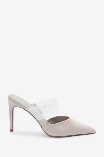 Buy Grey Forever Comfort Point Toe Vinyl Mule Heeled Shoes from Next Luxembourg