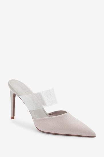 Buy Grey Forever Comfort Point Toe Vinyl Mule Heeled Shoes from Next Luxembourg