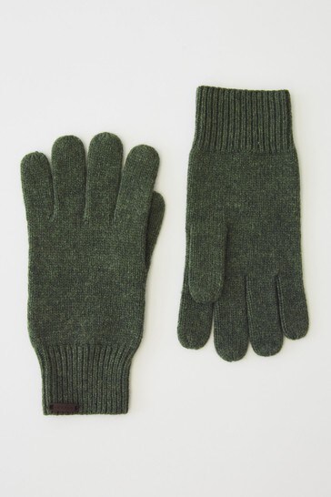 White Stuff Green Ribbed Knitted Gloves