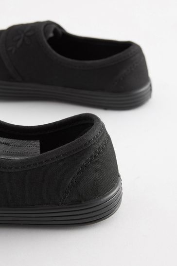 Wide fit black plimsolls on sale