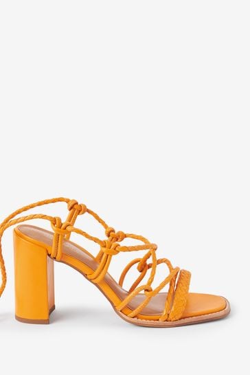 Buy Orange Signature Wrap Block Heel Sandals from Next Luxembourg