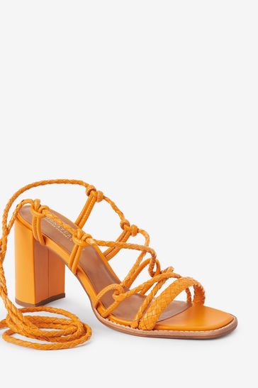 Buy Orange Signature Wrap Block Heel Sandals from Next Luxembourg