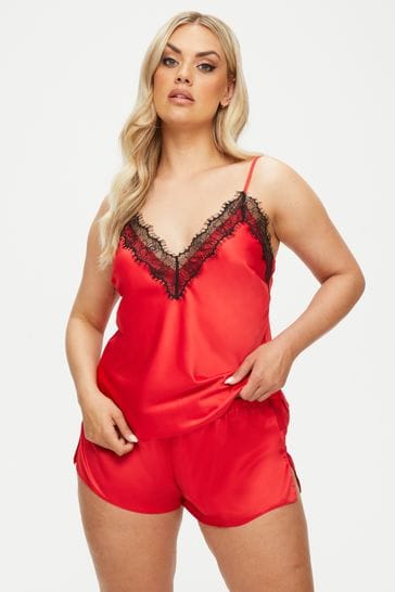 Ann Summers Red Cerise Lace and Satin Cami Pyjama Set