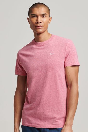 Superdry Dark Pink Cotton Micro Embroidered T-Shirt