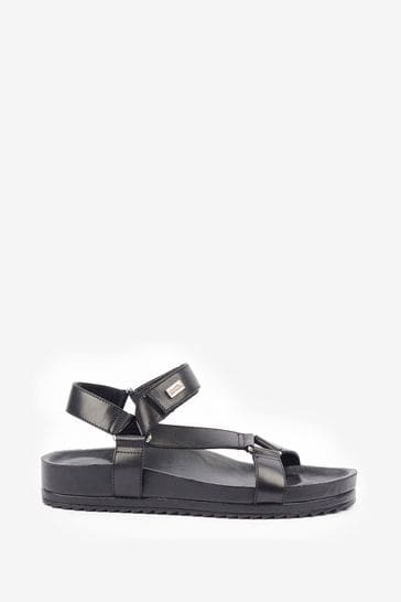 Barbour® International Black Atom Leather Sandals