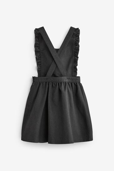 Buy Grey - Ruffle Detail Pinafore School Dress (3-14yrs