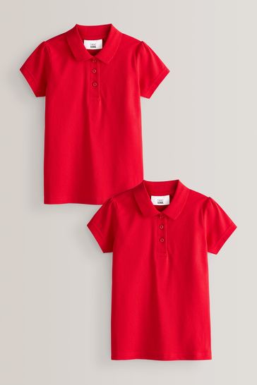 Red Regular Fit Cotton Short Sleeve Polo Shirts 2 Pack (3-16yrs)