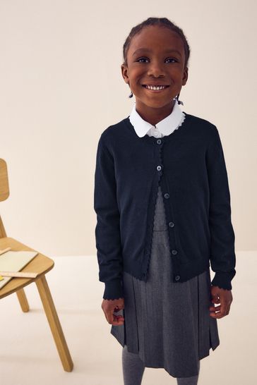 Girls navy school cardigan top