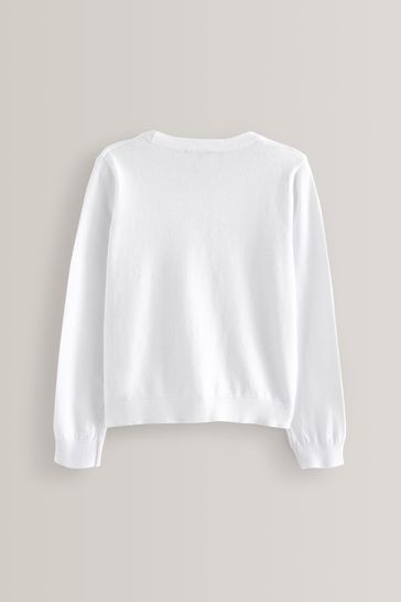 Girls white school cardigan top