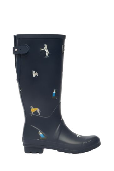 Joules Blue Welly Print Printed Back Gusset Wellies