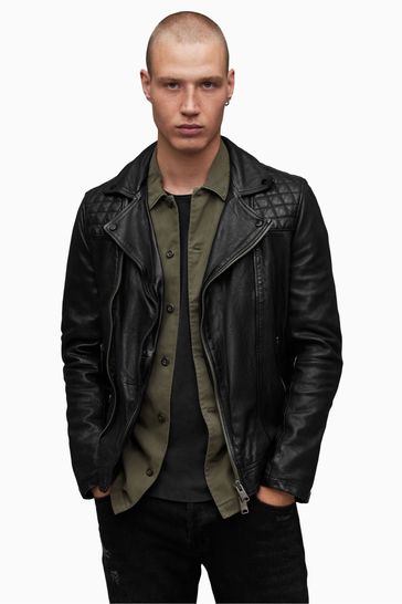 AllSaints Black Conroy Leather Biker Jacket
