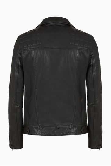 All saints blue leather jacket best sale