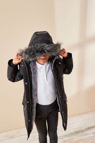 Faux fur trimmed parka shop