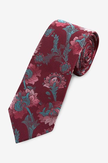 Burgundy Red Floral Tie