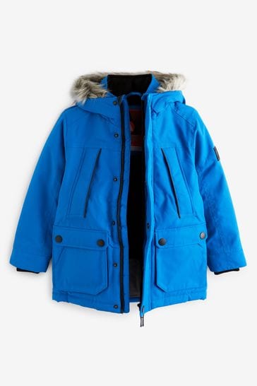 Cobalt Blue Next Shower Resistant Faux Fur Hooded Parka Coat (3-17yrs)
