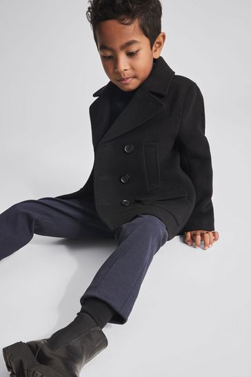 Buy Reiss Black Cork Junior Double Breasted Wool Peacoat from Next