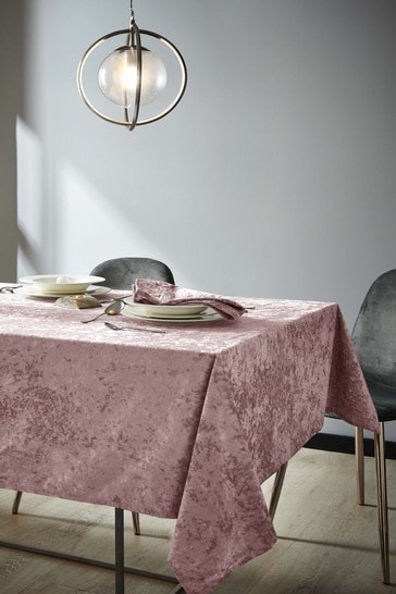 Catherine Lansfield Blush Pink Crushed Velvet Table Cloth
