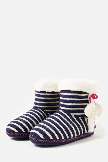 Accessorize Blue Nautical Stripe Knitted Slipper Boots