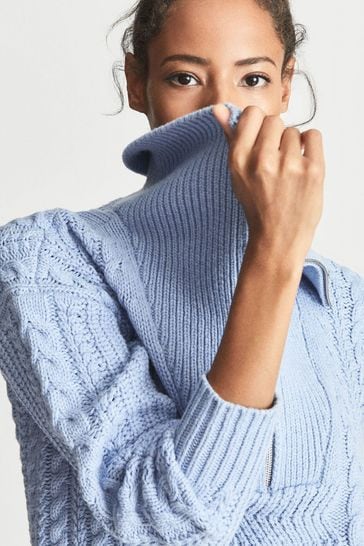 Buy Reiss Alexis Cable Knit Zip Neck Jumper from Next Latvia