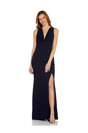 Buy Adrianna Papell Blue Cowl Crepe Gown from Next Slovenia