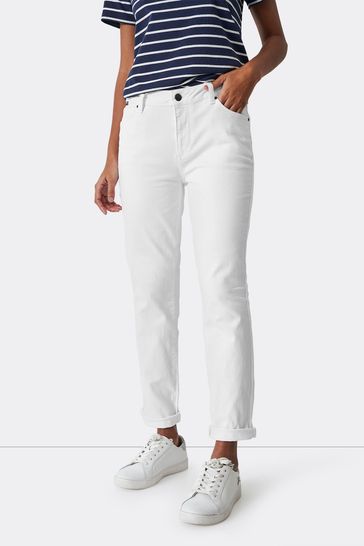 Crew Clothing Company White Cotton Fitted Jeans