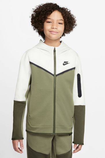 Nike White/Green Tech Fleece Hoodie