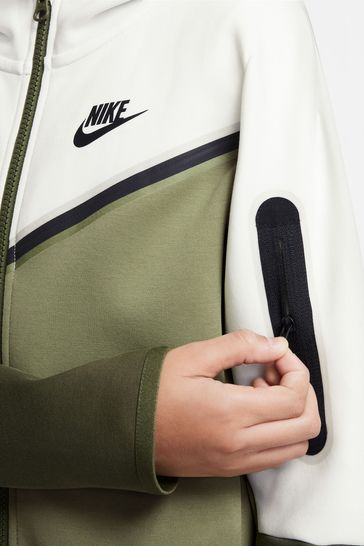 Nike Sportswear Kids' Tech Fleece Hoodie White/Dutch Green