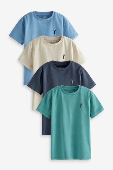 Pack de 4 pack camisetas de manga corta con bordado de ciervo en color verde/azul mineral (3-16 años)