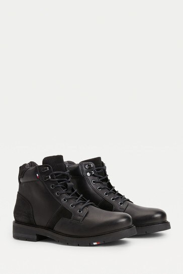 Tommy Hilfiger Black Mixed Outdoor Boots