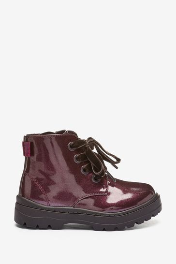 Buy Berry Red Glitter Lace Up Boots from Next Germany