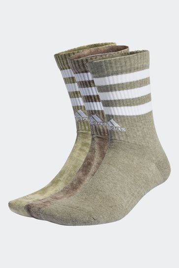 adidas Green 3-Stripes Stonewash Crew Socks 3 Pack