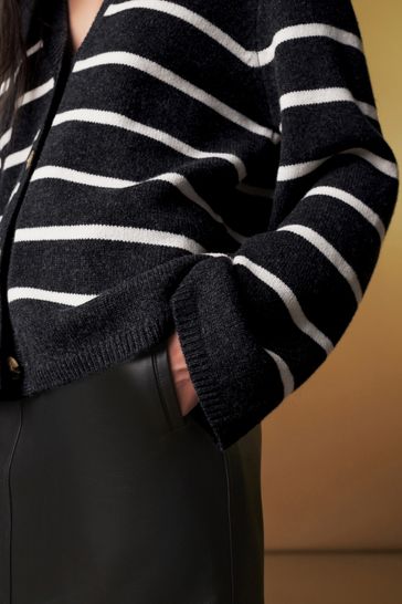 Black white sales striped cardigan