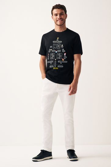 Buy Black Pacman Christmas Licence T Shirt from Next Ireland