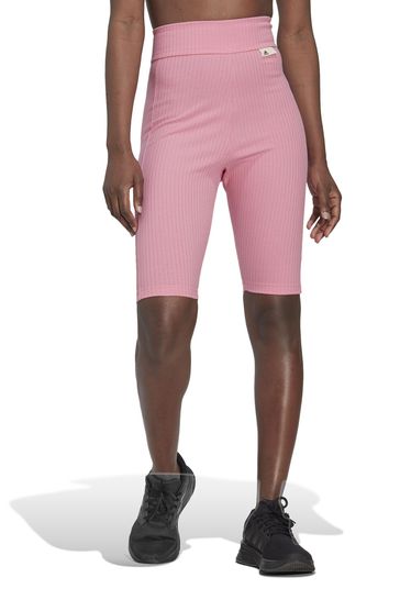 adidas Pink Studio Lounge Ribbed Shorts