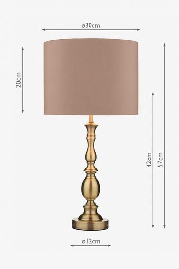 Dar Lighting Brass Alicante Ball Table Lamp Antique Brass With Shade