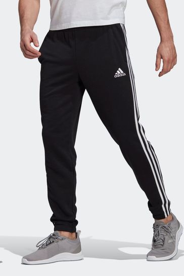 adidas Black Sportswear Essentials French Terry Tapered 3-Stripes Joggers