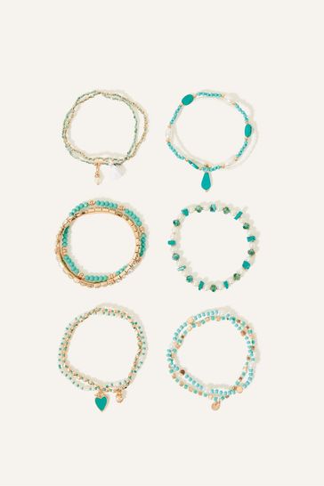 Accessorize Blue Luxe Beaded Stretch Bracelets 11 Pack