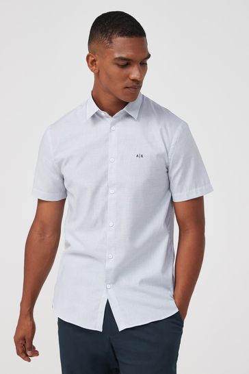 Armani Exchange White Textured Short Sleeve Shirt