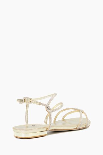 Buy Dune London Cream Nella Square Jewel Strap Flat Sandals from