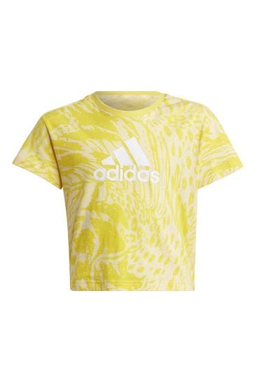 adidas Yellow Junior Future Icons Hybrid Animal Print Cotton Regular T-Shirt