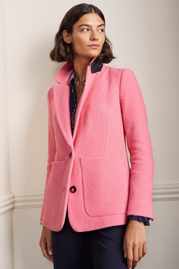 Boden Pink Textured Wool Blazer