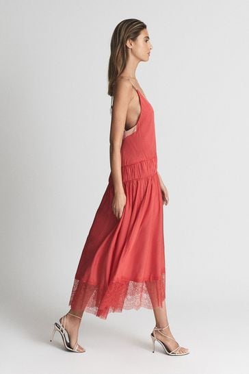 Reiss red lace dress cheap