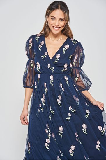 Frock and frill embroidered maxi dress shop