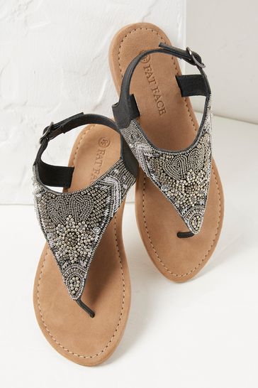 Buy FatFace Silver Madeliene Beaded Sandals from Next Denmark