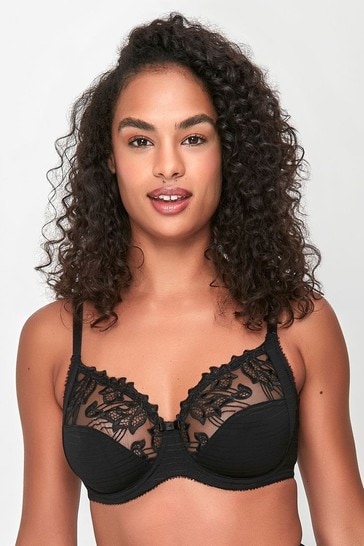 Anya Madsen  Black Floral Lace Underwire Non Padded Stretch Bra